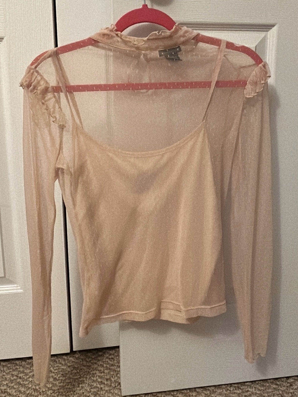 90’s Moda International Pink Mesh See Through Tank Top Blouse Shirt M Sheer